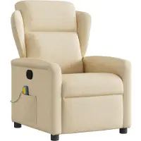 vidaXL Fauteuil verstelbaar stof crèmekleurig
