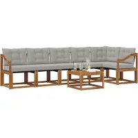 vidaXL Buiten bank set 7 st Natuurlijk en Licht Grijs