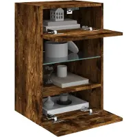 vidaXL Wandkasten met LED-verlichting voor tv 2 st 40x30x60,5 cm gerookt eikenkleurig