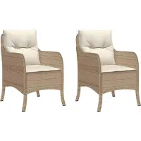 vidaXL Tuinstoelen 2 st met kussens poly rattan beige