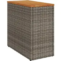 vidaXL Tuinbijzettafel met glazen blad 58x27,5x55 cm poly rattan grijs