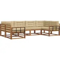 vidaXL Buiten bank set 6 st Natuurlijk en Beige