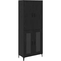vidaXL Highboard Zwart Eiken 69,5 x 34 x 180 cm Bewerkt hout