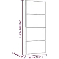 vidaXL Binnendeur 83x201,5 cm gehard glas en aluminium smal wit