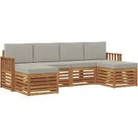vidaXL Buiten bank set 6 st Natuurlijk en Licht Grijs