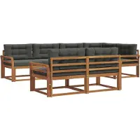 vidaXL Buiten bank set met kussen 7 pcs Natuurlijk en Antraciet