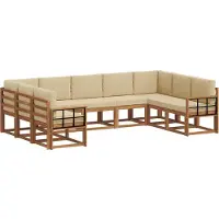 vidaXL Buiten bank set met kussen 9 pcs Natuurlijk en Beige