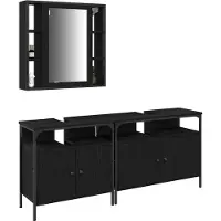 vidaXL Badkamermeubels 3 st Zwart 80 x 30 x 60 cm Bewerkt hout
