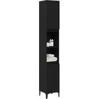 vidaXL Badkamerkast Zwart Eiken 30 x 30 x 190 cm Bewerkt hout