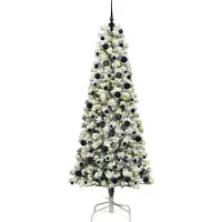 vidaXL Kunstmatige Hinged Kerstboom met 300 LED Groen en Wit 240 cm