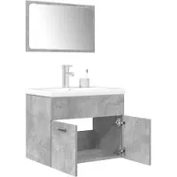 vidaXL 3-delige badkameraccessoireset, betonkleur, houtvezel