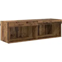 vidaXL TV wand eenheden met LED 6 st Oudhout Bewerkt hout