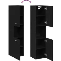 vidaXL Badkamerkast Zwart Eiken 30 x 30 x 130 cm Bewerkt hout