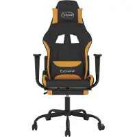 vidaXL Gamestoel met voetensteun stof zwart en oranje