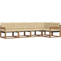 vidaXL Buiten bank set 5 st Natuurlijk en Beige