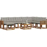 vidaXL Buiten bank set 9 st Naturel en lichtgrijs