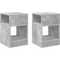 vidaXL Bijzettafel 2 st Beton Grijs 30,5 x 30 x 45 cm Bewerkt hout