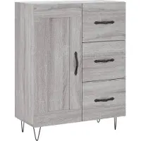 vidaXL Hoge kast 69,5x34x180 cm bewerkt hout grijs sonoma eikenkleurig