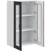 vidaXL Wandglas Kasten PORTO Zwart 60 x 31 x 100 cm Bewerkt hout