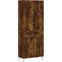 vidaXL Hoge kast 69,5x34x180 cm bewerkt hout gerookt eikenkleurig