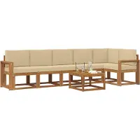 vidaXL Buiten bank set 7 st Natuurlijk en Beige