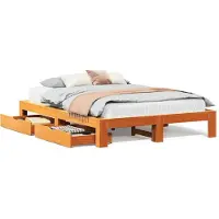 vidaXL Bedframe zonder matras massief grenenhout wasbruin 150x200 cm
