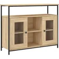 vidaXL Dressoir 100x35x80 cm bewerkt hout sonoma eikenkleurig