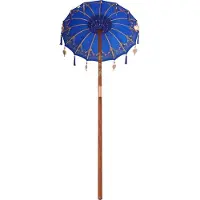 vidaXL Balinese Parasol 125 x 125 x 260 cm Katoen Rond Blauw