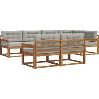 vidaXL Buiten bank set 8 st Naturel en lichtgrijs