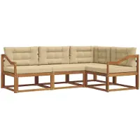 vidaXL Buiten bank set 4 st Natuurlijk en Beige