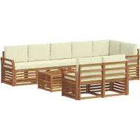 vidaXL Buiten bank set 9 st Natuurlijk en Crème Polyester