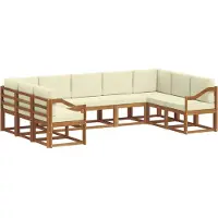 vidaXL Buiten bank set met kussen 9 pcs Natuurlijk en Crème