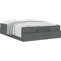 vidaXL Bedframe met matras 2 st Dim Grijs Stof