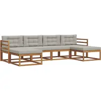 vidaXL Buiten bank set 6 st Natuurlijk en Licht Grijs