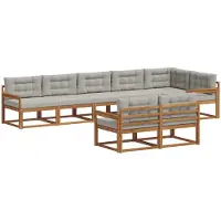vidaXL Buiten bank set 8 st Naturel en lichtgrijs