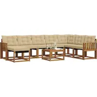 vidaXL Buiten bank set 9 st Natuurlijk en Beige