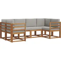 vidaXL Buiten bank set 6 st Natuurlijk en Licht Grijs