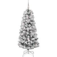 vidaXL Kunstmatige Hinged Kerstboom 150 LED's Groen en Wit 150 cm