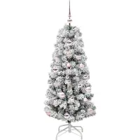 vidaXL Kunstmatige Hinged Kerstboom met 150 LED Groen en Wit 120 cm