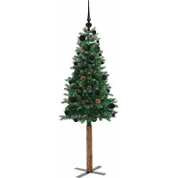 vidaXL Slanke Kerstboom Groen 150 cm PVC en massief dennenhout