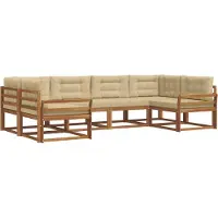 vidaXL Buiten bank set 6 st Natuurlijk en Beige