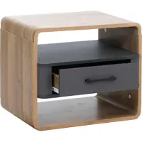 MCW Nachtkastje -P43, nachtkastje, nachtkast, ladekastje, lade van MDF 40x48x44 cm ~ Rivera-eikenlook, donkergrijs