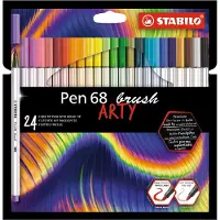 Stabilo Pen 68 Brush - Premium Brush Viltstift - Met Flexibele Penseelpunt - ARTY Etui Met 24 Verschillende Kleuren