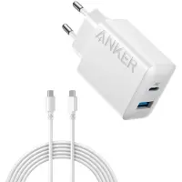 Anker 20W USB-C voedingsadapter, voor snel opladen, compatibel met iPhone 17/17 Plus/17 Pro/17 Pro Max en iPad, met USB-C kabel 150 cm