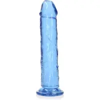 RealRock by Shots Rechtdoor Realistische Dildo met Zuignap - 9'' / 23 - Blauw - 23 cm