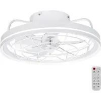 Aigostar LED FL-1950DC plafondventilator met licht 19 " 40 W LED DC20 W motor 5-blads mat wit