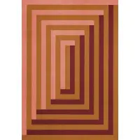 Layered Teklan Labyrinth Coral Pink Vloerkleed - 180 x 270 cm - Veelkleurig - Rechthoekig - Wol - Woonkamer, Eetkamer, Slaapkamer - Geometrisch - Modern, Design