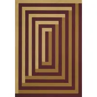 Layered Teklan Labyrinth Len Vloerkleed 200x300 Cm Zand / Mulberry - Vloerkleden met motieven Wol Sand - TKLAMB200300