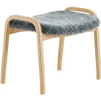 Swedese Lamino voetenbankje gelakt Beuk/schapenvacht Scandinavian Grey (grijs)