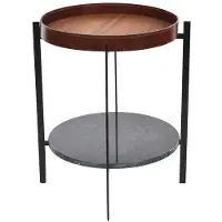 OX Denmarq Deck Bijzettafel Zwart Frame /Cognac Groen Marmer - Bijzettafels & buffetten Teak Green - OX31002-23-32